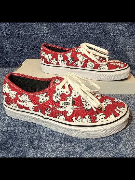 Vans Shoes - Vans Red Dalmatian-Print Authentic Low-Top Sneakers